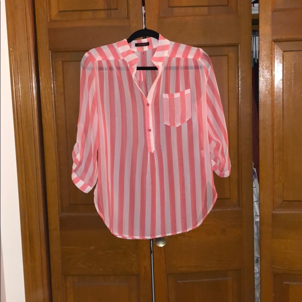 Pink striped blouse